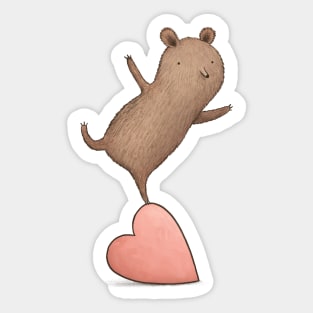 Bear on Heart Sticker